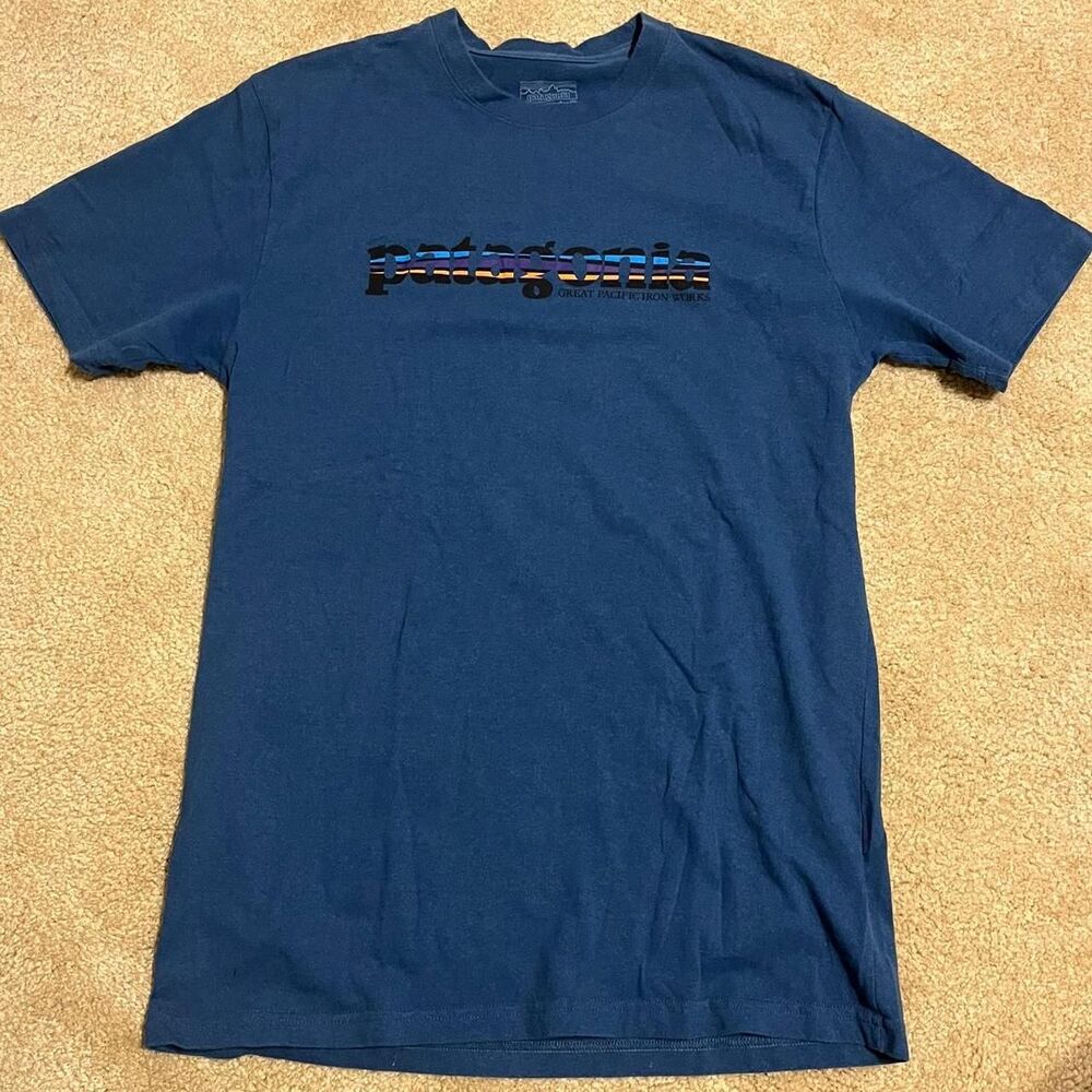 Patagonia Men's Blue and Navy T-shirt